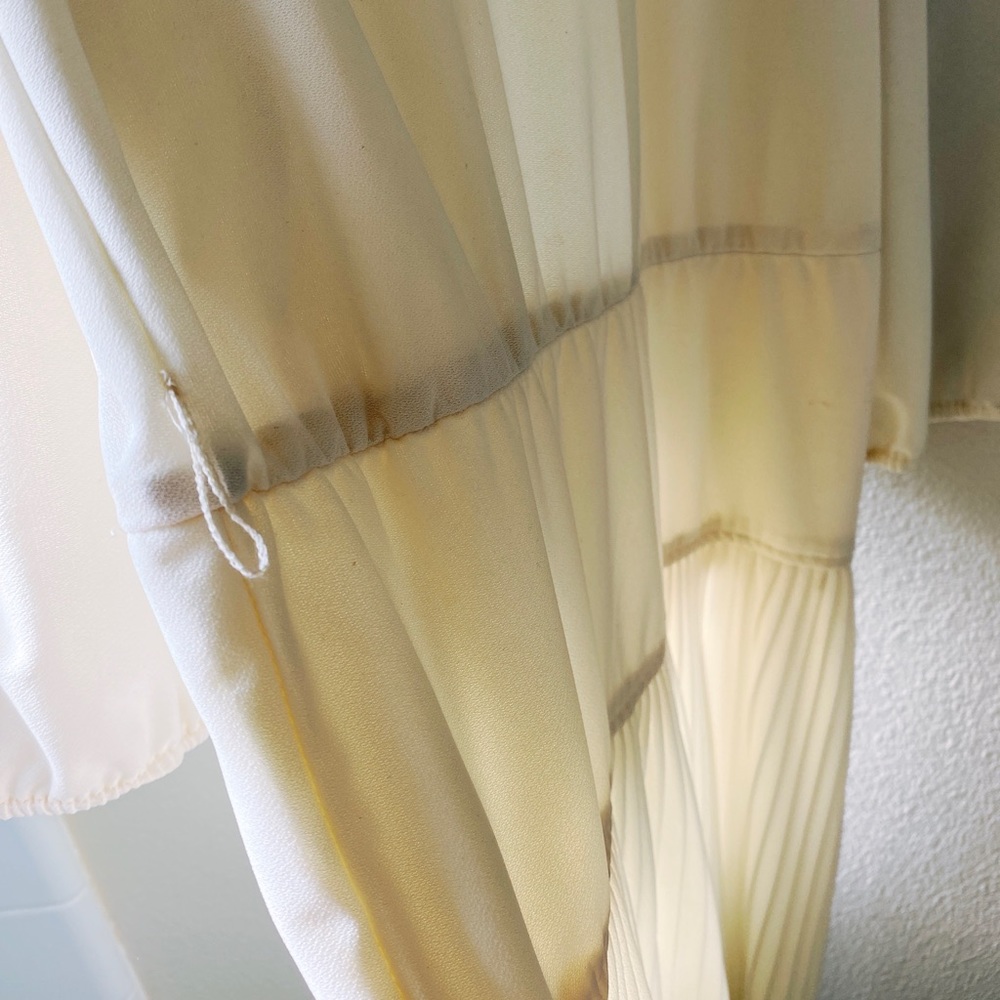 VINTAGE BEVERLY COLLECTION Cream Pleated Dress Polyester Size S - Picture 7 of 9